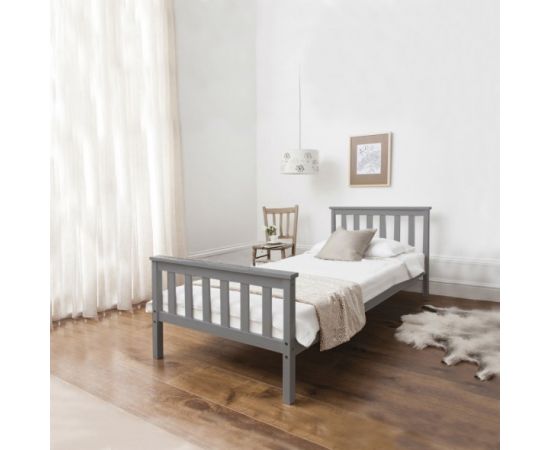Wooden bed grey. 90*190+Commode grey. 44 x 40 x 30