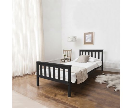 Wooden bed black. 90*190+Commode black. 44 x 40 x 30