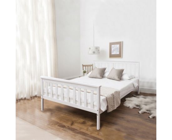 Wooden bed  бел. 160*200+Commode white. с 3 box.