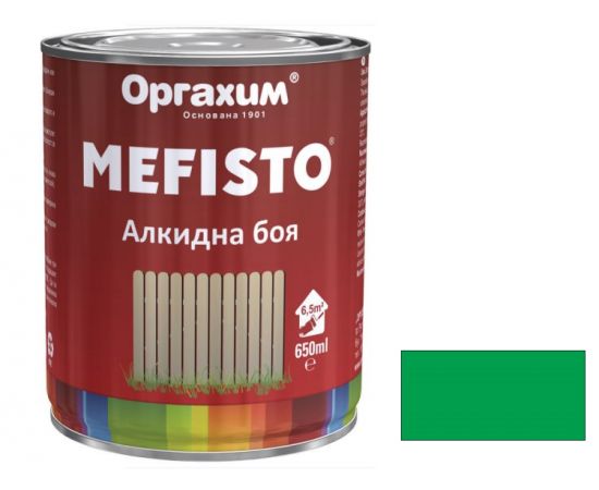 საღებავი ალკიდური მწვანე RAL 6032 MEFISTO 0.65 ლ