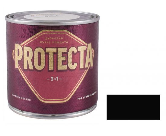 Краска для металла 3 - 1 эффектная черная PROTECTA 0.5л.