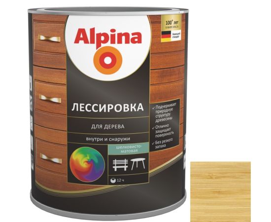 Wood preservative silky matte Alpina glazing for wood, pine 0.75 l