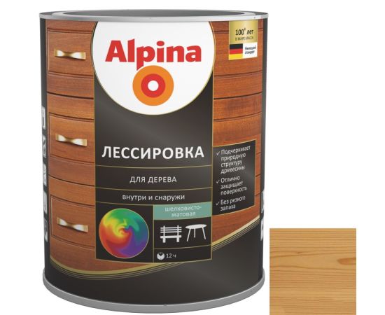 Wood preservative silky matte Alpina glazing for wood, cedar 2.5 l