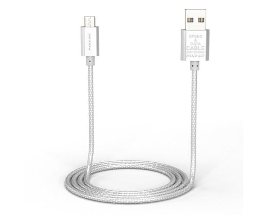 USB კაბელი PINENG PN-306 Speed & Data Charging Cable USB 2.0 micro USB 2 მ Silver
