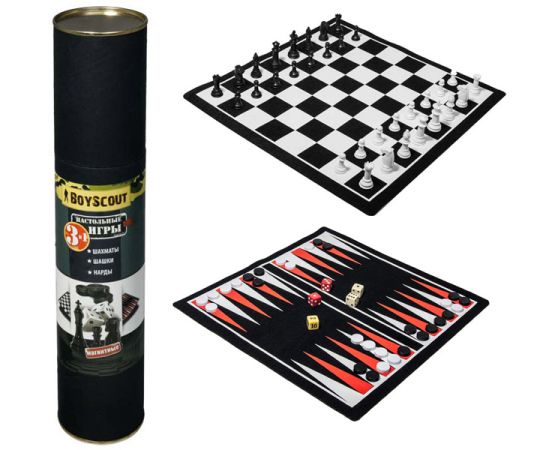 Набор настольных игр магнитный BoyScout 61454 (шахматы, нарды, шашки)