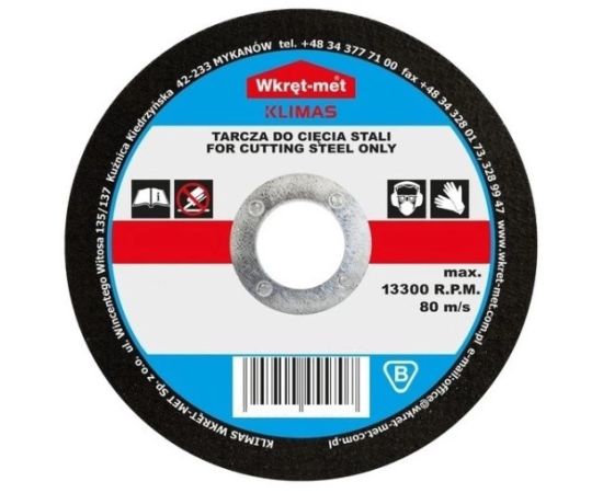 Cutting disc for metal Wkret-met TCS-11510 115x1x22 mm