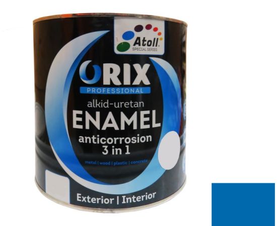 Эмаль антикоррозийная Atoll Orix Color 3 in 1, 0.7 л голубая RAL 5015