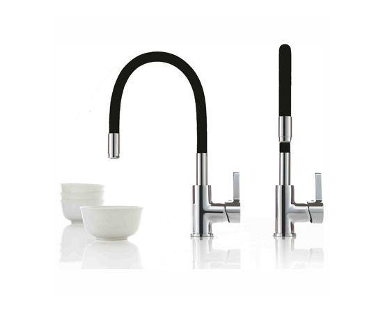 Kitchen faucet LEDEME L4898-2 silicon black