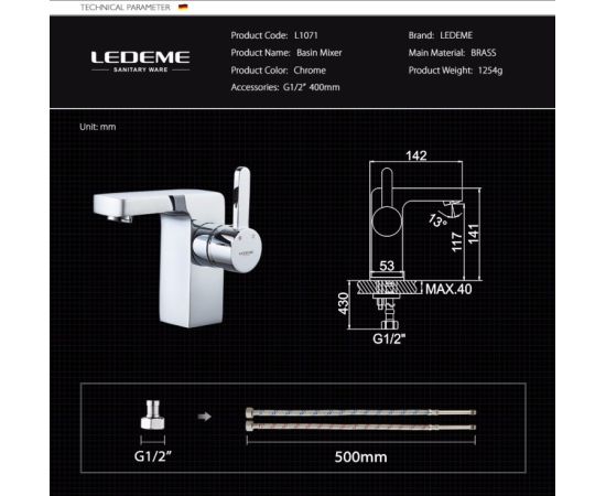 Bathtub faucet LEDEME L1071