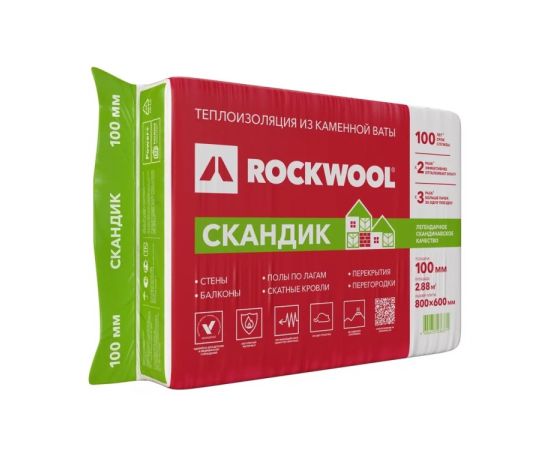 Stone wool Rockwool Light Butts Scandic 800х600х100 2.88 m²