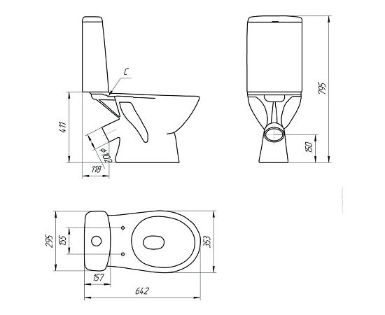 Toilet bowl Cersanit (S-KO-JUS031-3/6-PL-W)