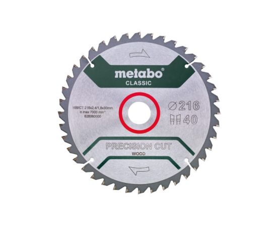 Saw blade for wood Metabo Power Cut Wood Classic 216x30 mm (628060000)