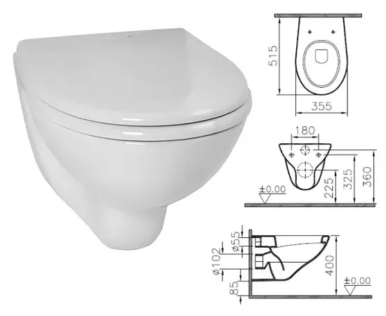Wall hung toilet Vitra Arkitekt 6107L003-0075