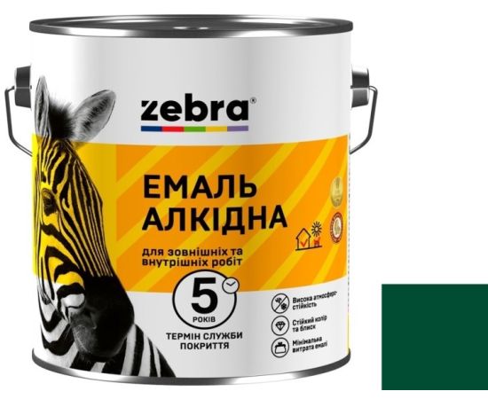 Alkyd enamel Zebra ПФ-116 38 dark green 2.8 kg