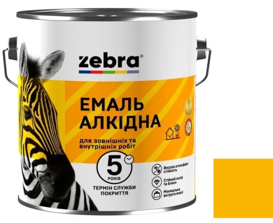 Alkyd enamel Zebra ПФ-116 55 bright yellow 2.8 kg