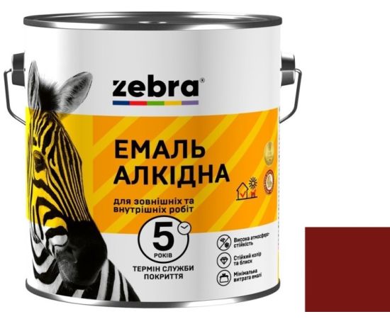 Alkyd enamel Zebra ПФ-116 76 dark cherry 2.8 kg