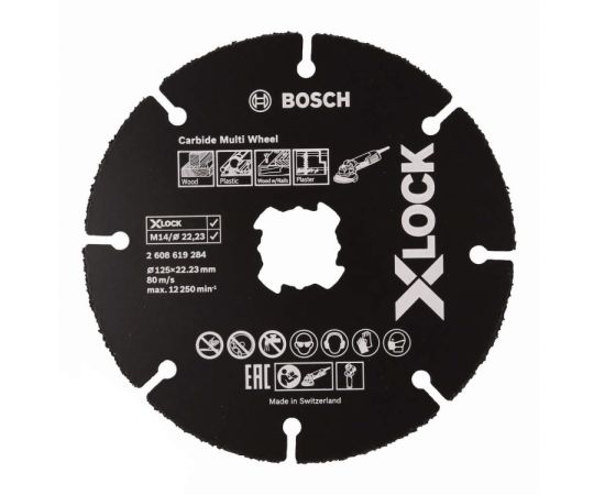 საჭრელი დისკი ხისთვის Bosch X-LOCK Carbide Multi Wheel 125x1x22.23 მმ (2608619284)