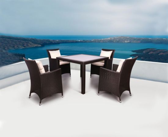 Комплект ротанговой мебели Dining Set 4 темно коричневый
