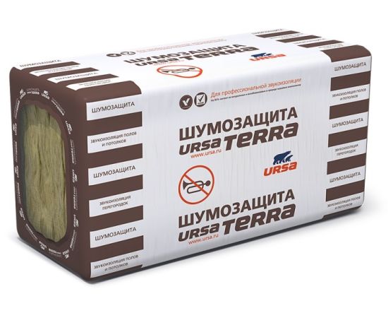 Mineral wool URSA Terra 36 PN Noise protection 58 dB 1250x610x50 mm 7.62 m²