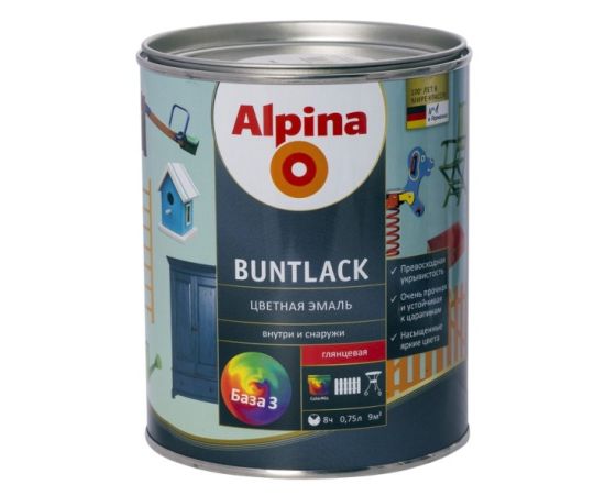 Цветная эмаль Alpina Buntlack B3 GL прозрачная 0,75 л