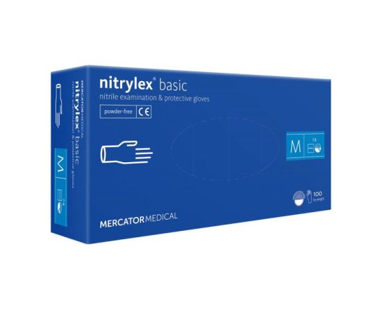Перчатки нитриловые без пудры Mercator nitrylex basic M