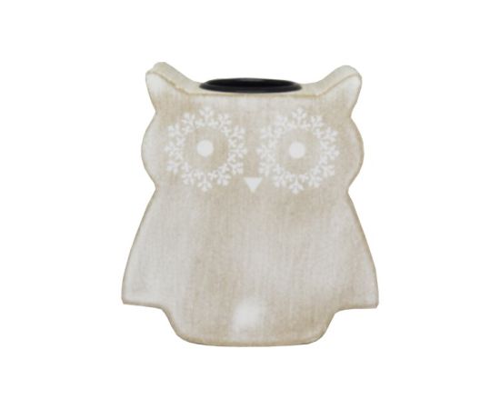 Decorative wooden candlestick owl 6414