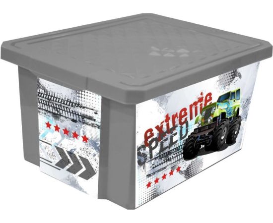 ყუთი საბავშვო სათამაშოების შესანახი Plastik Repablik "X-BOX" "Super Trak" 57 ლ ბორბლებზე