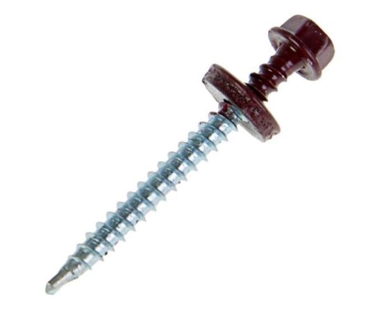 Self-tapping screw for roof with drill Tech-Krep RAL-3005 4.8x51 mm 60 pcs wine red