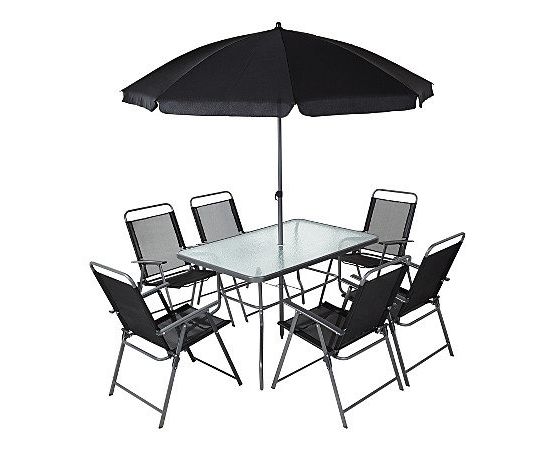 Комплект садовой мебели Стол 6 стульев зонт 130x80x70 FS012