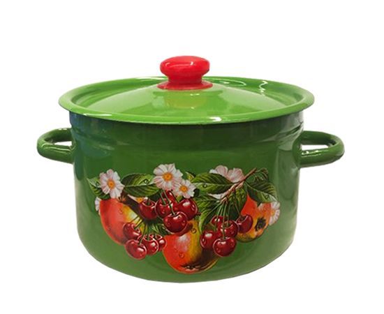 Enameled pan Idilia 1615/4 green apple and cherry 4.5 l