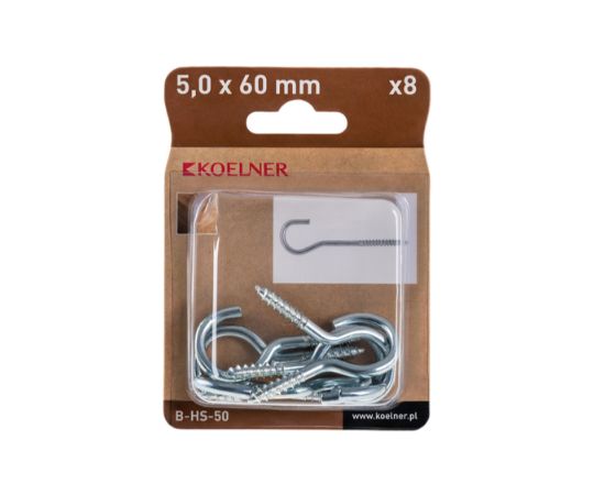 Ceiling anchor with hook Koelner M5x60 mm 8 pcs B-HS-50