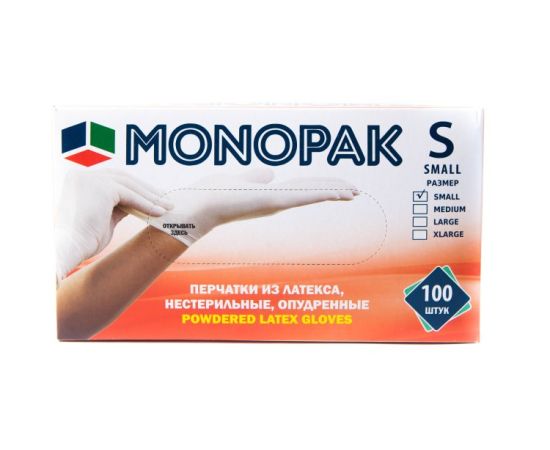 Latex gloves, unsterile, powdered Monopak 00310 S 100 pc