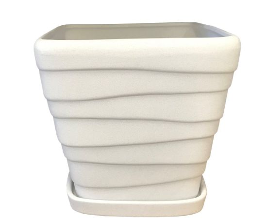 Ceramic pot Oriana Square Wave №2 white