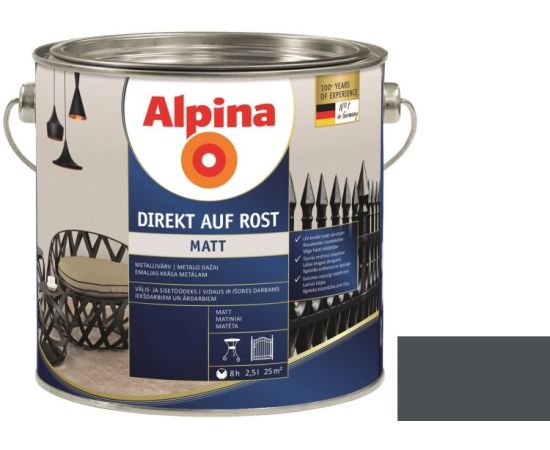 Enamel anti-corrosion Alpina Direkt Auf Rost Matt anthracite gray 2.5 l