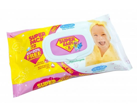 Wet wipes Naturelle Super Baby SuperPack Chamomile and Aloe Vera 72 pc