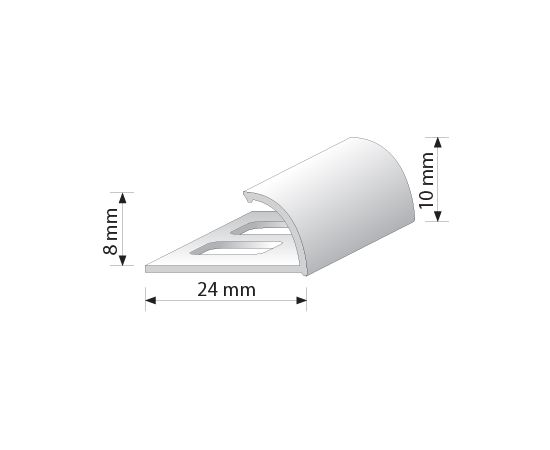 Oval aluminum external profile SALAG A02061 10mm/2,5m natural anoda