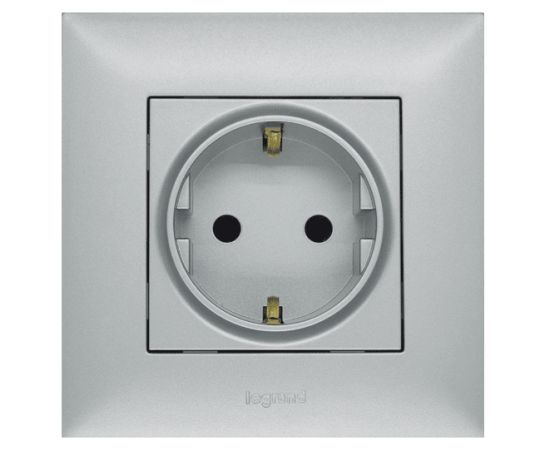 Power socket no frame grounded Legrand 768214 1 sectional silver