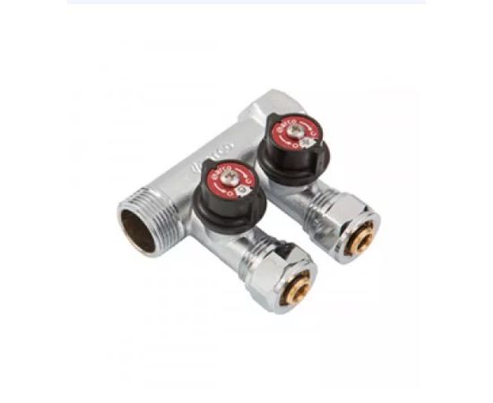 Connecting manifold with valve for two outlets ARCO 3/4*2*16