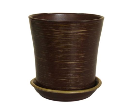 Ceramic flower pot with stand Oriana VUAL №2 Glossy brown 2.3 l