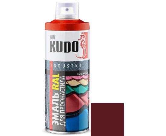 Эмаль для металлочерепицы Kudo KU-03005R 520 мл винно-красная