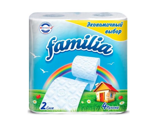 Туалетная бумага Familia 2 слоя RAINBOW 4X16