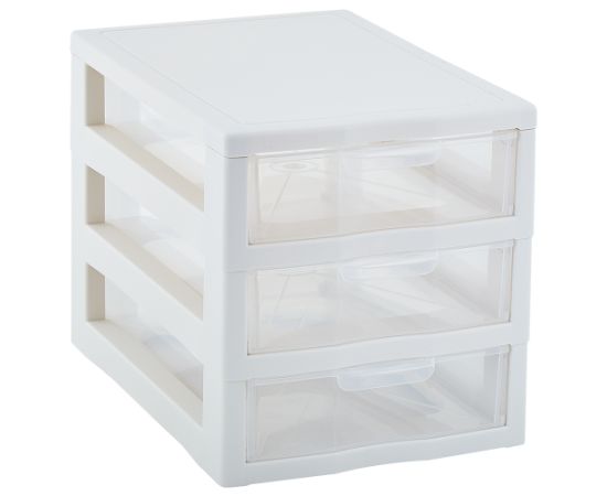 Organizer universal 3 drawers Aleana white rose/transparent
