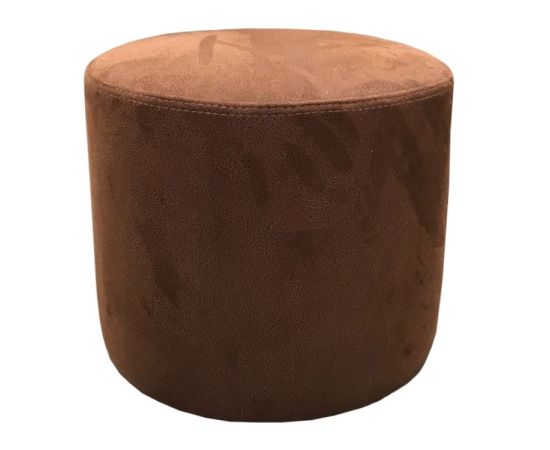 Round pouf alcantara neutral brown