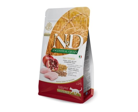 კატის საკვები Farmina N&D Ancestral Grain Neutered ქათამი და ბროწეული 1.5 კგ