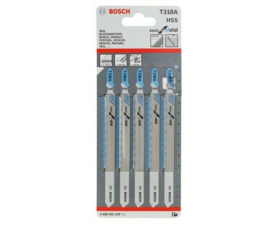 Jigsaw blades Bosch T318А Basic HSS for metal 5 pcs