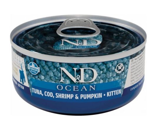 Корм для кошек Farmina N&D Ocean Kitten тунец, треска, креветки и тыква 70 г