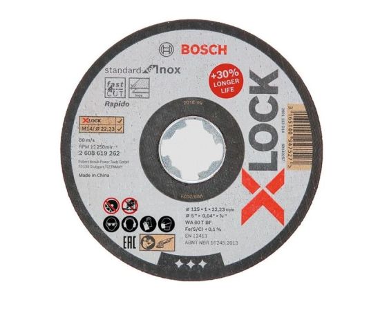 Cutting disc for metal Bosch X-LOCK 115 mm. 10 pcs.