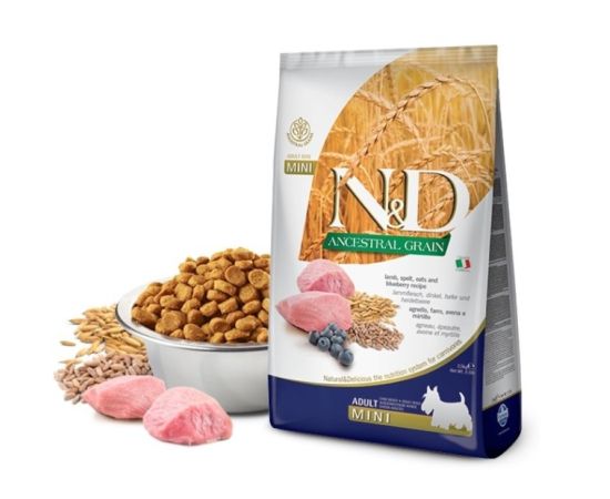 ძაღლის საკვები Farmina N&D Ancestral Grain Adult Mini ბატკანი და მოცვი 2.5 კგ