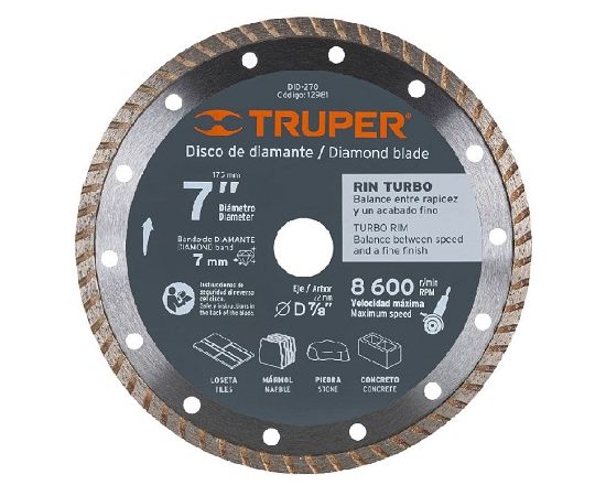 Diamond blade Truper Turbo DID-270 180 mm