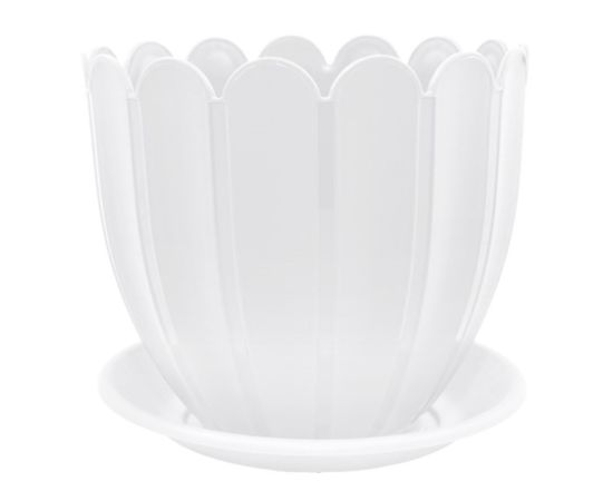 Plastic flower pot with a stand Aleana Margo 14x12 white